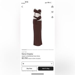 Nensi Dojaka Brown Sequin-Embellished Gown